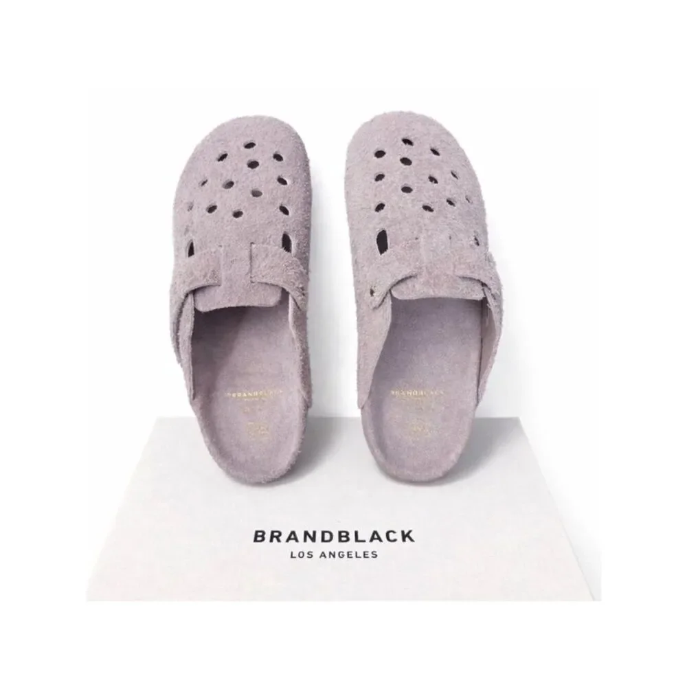 Men’s Suede Clog Mule Brandblack Carrera Size 9 Lavender Slip On Comfort Shoes